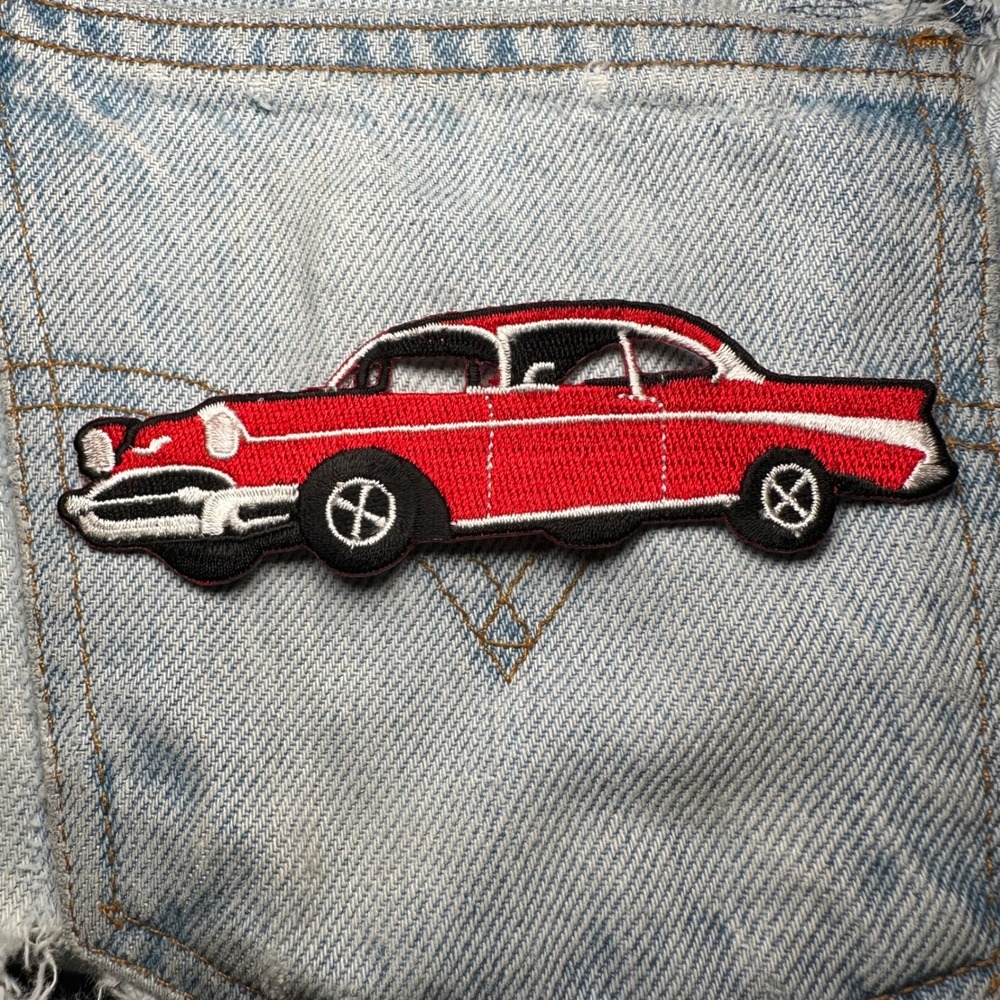 Red‎ 57 Low Rider Bel Air Car Patch Embroidered Iron On Patch Applique